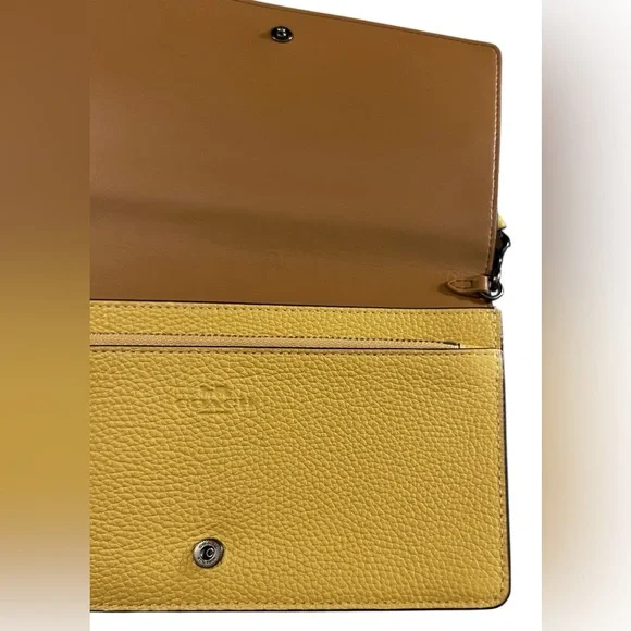 Coach Hayden Foldover Crossbody Yellow Clutch w/ Prairie Rivets - Picture 7 of 14